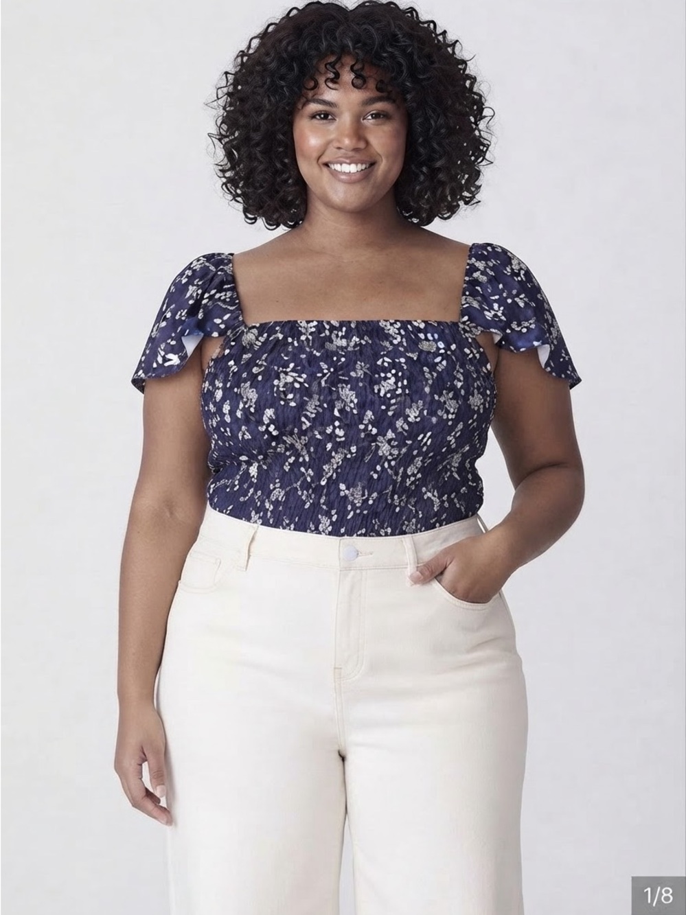 Lane Bryant Fitted Crop Smocked-Bodice Top New with Tags Size 18
